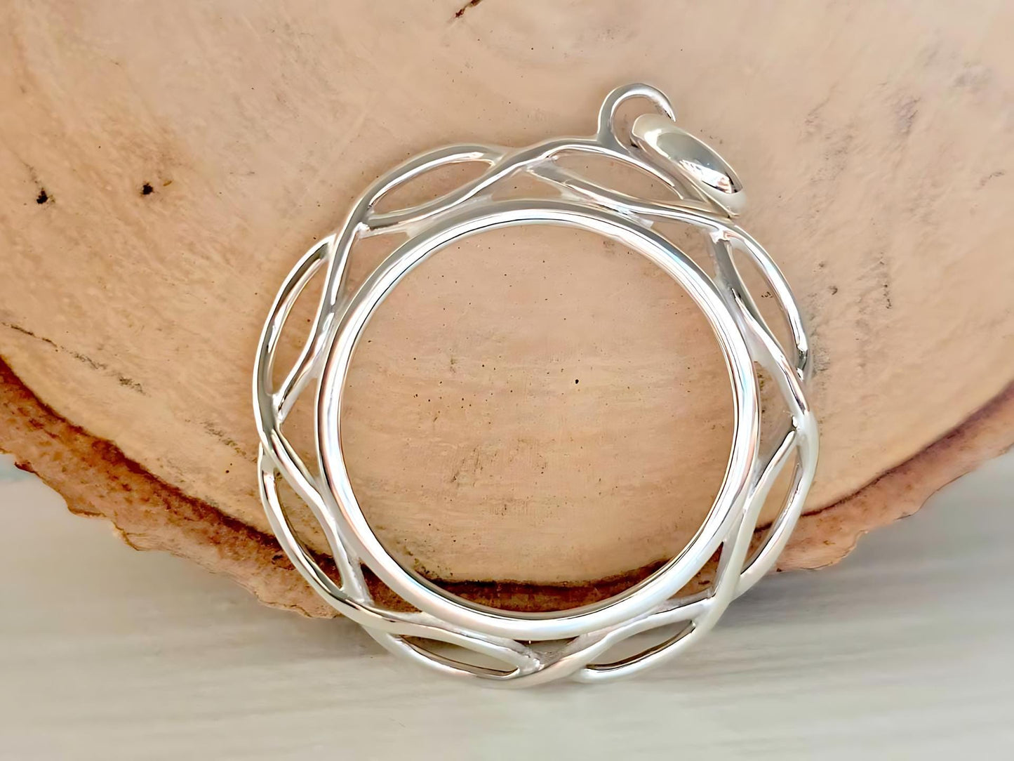 925 Sterling Silver Prong Back Braided Edge Bezel for 24mm Quarter 25Cent Coins