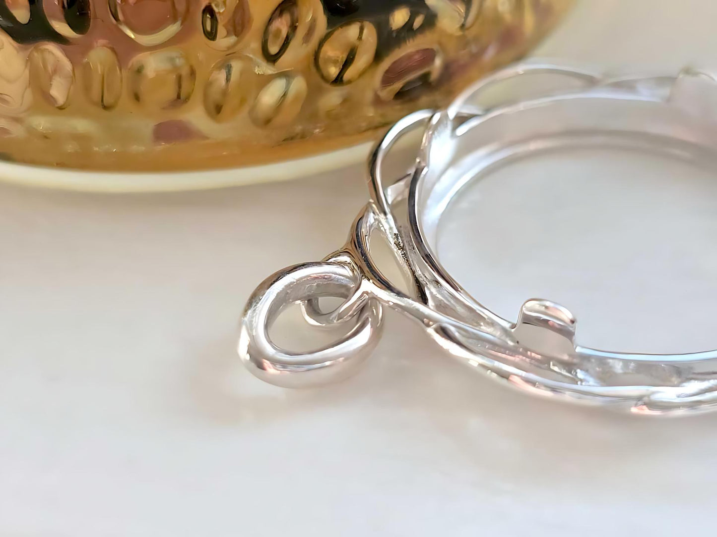 925 Sterling Silver Prong Back Braided Edge Bezel for 21mm Nickel 5 Cent Coins