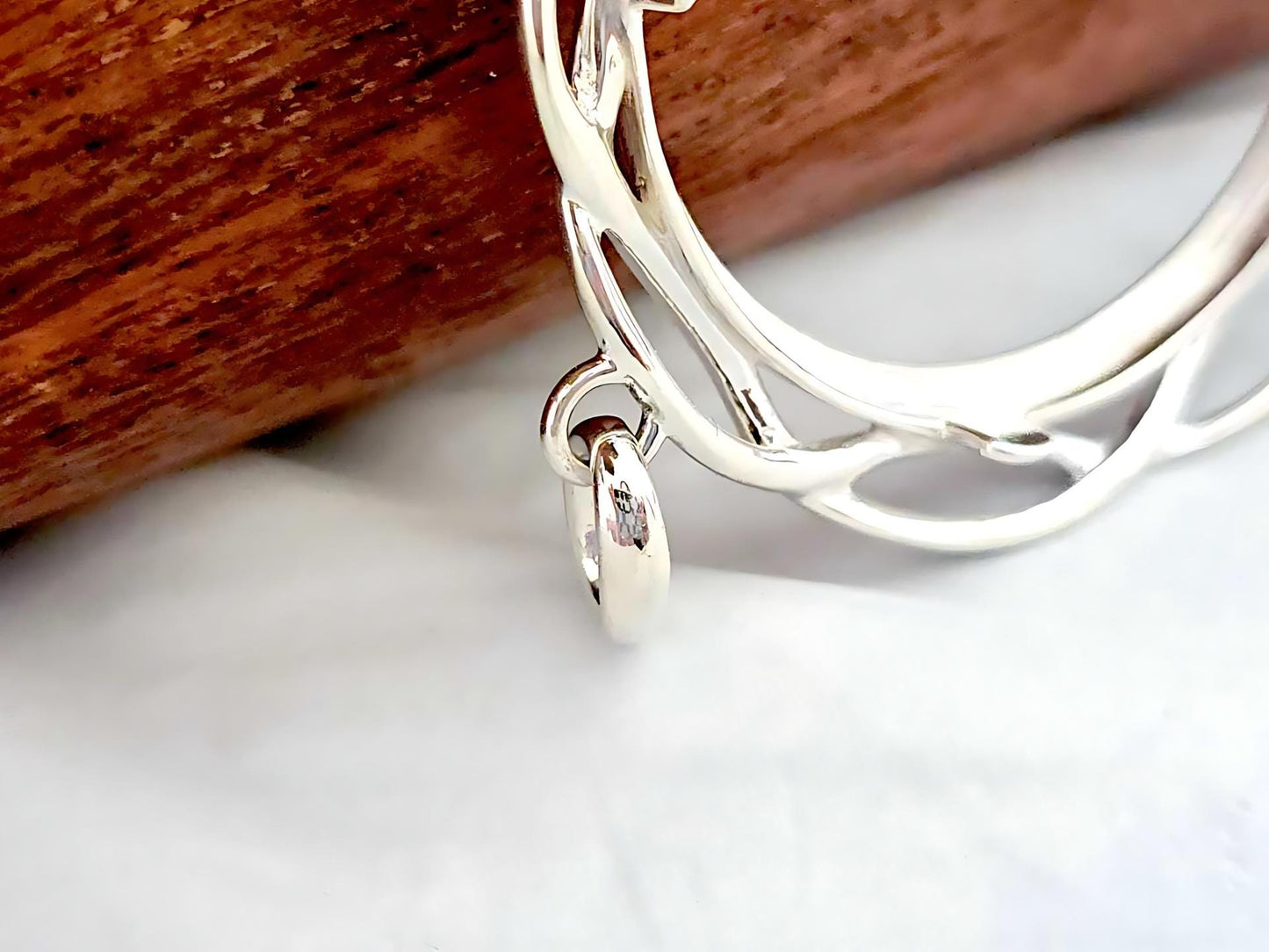 925 Sterling Silver Prong Back Braided Edge Bezel for 34mm Mexican 1 Peso Coins