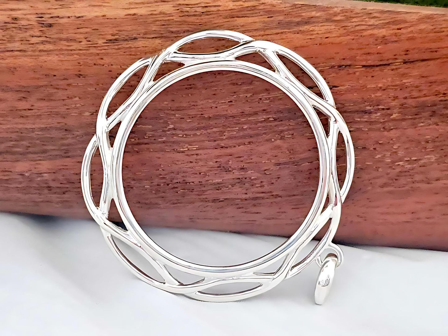 925 Sterling Silver Prong Back Braided Edge Bezel for 34mm Mexican 1 Peso Coins