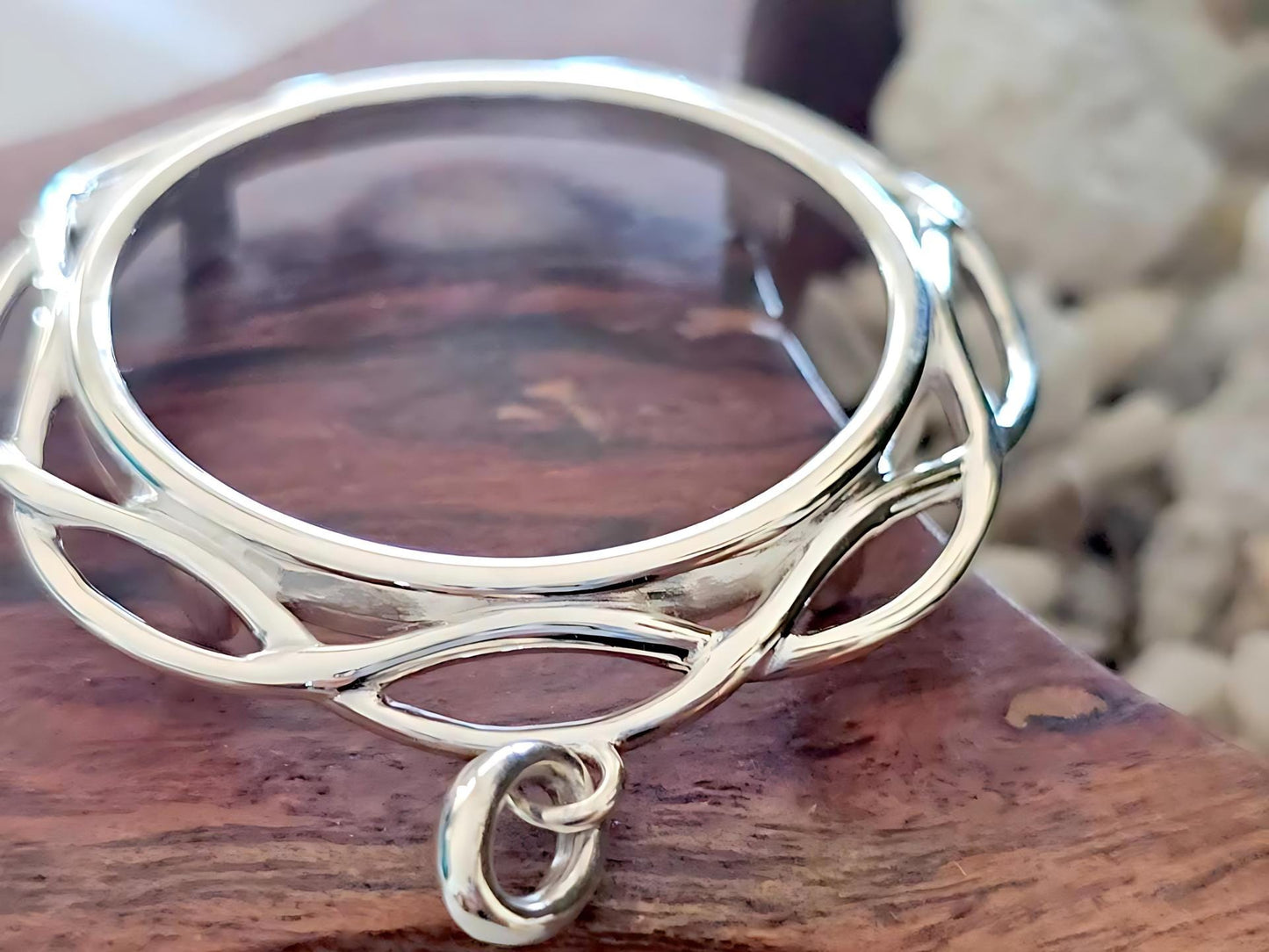 925 Sterling Silver Prong Back Braided Edge Bezel for 34mm Mexican 1 Peso Coins