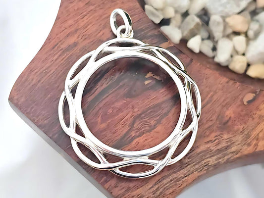 925 Sterling Silver Prong Back Braided Edge Bezel for 26mm Coins