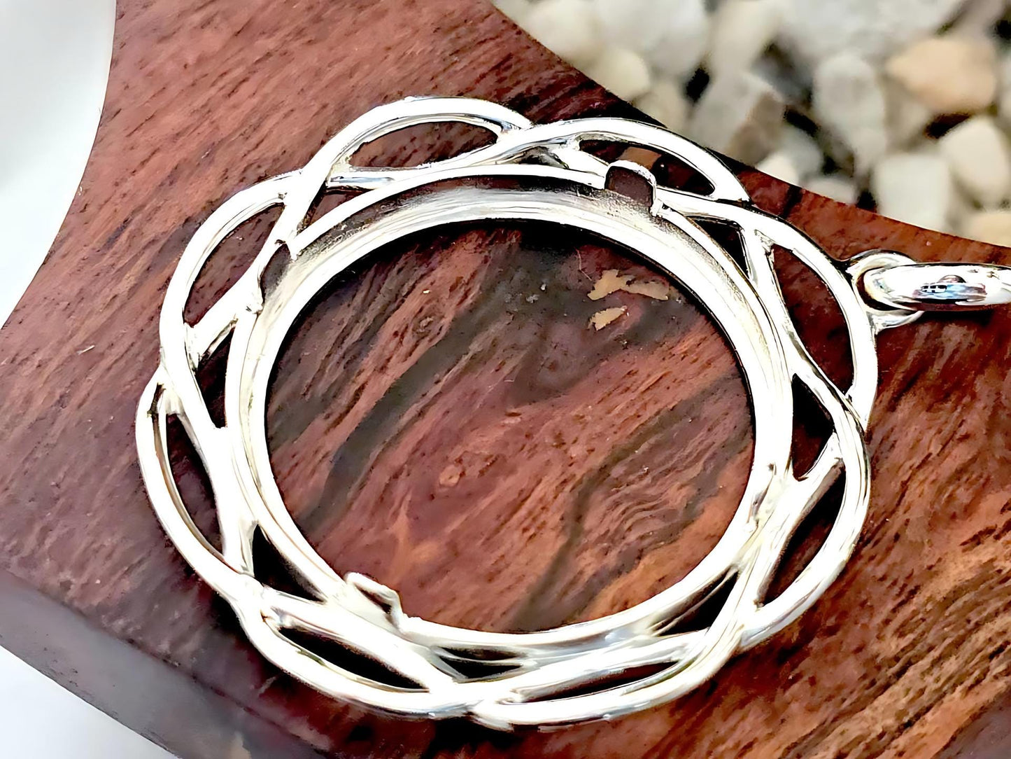 925 Sterling Silver Prong Back Braided Edge Bezel for 26mm Coins
