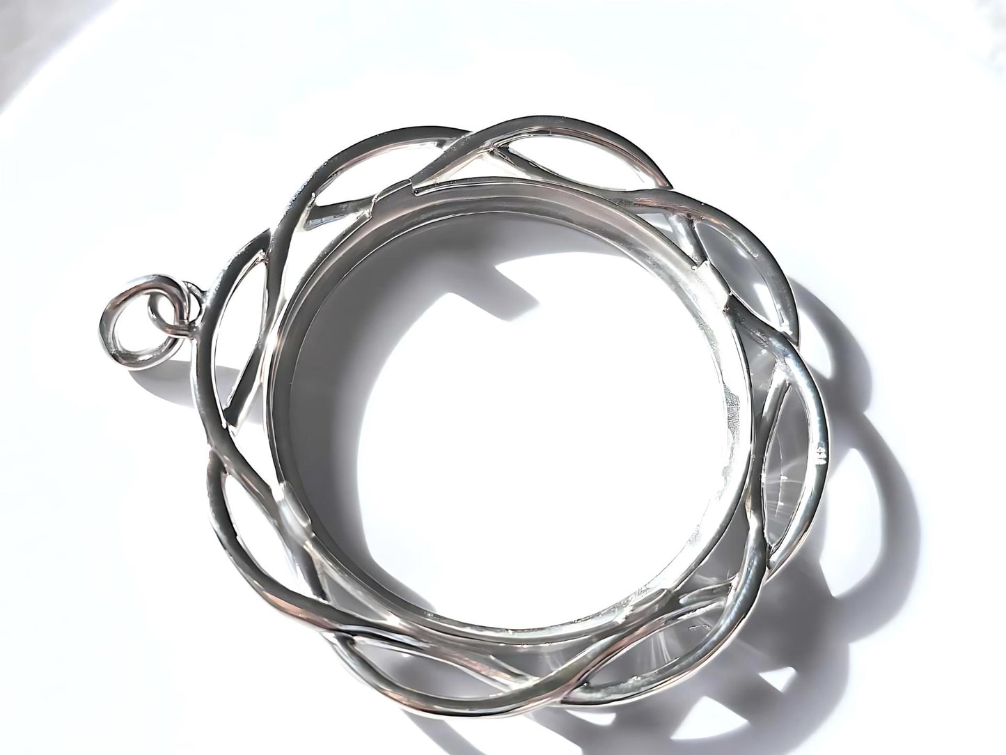925 Sterling Silver Prong Back Braided Edge Bezel for 36mm Coins