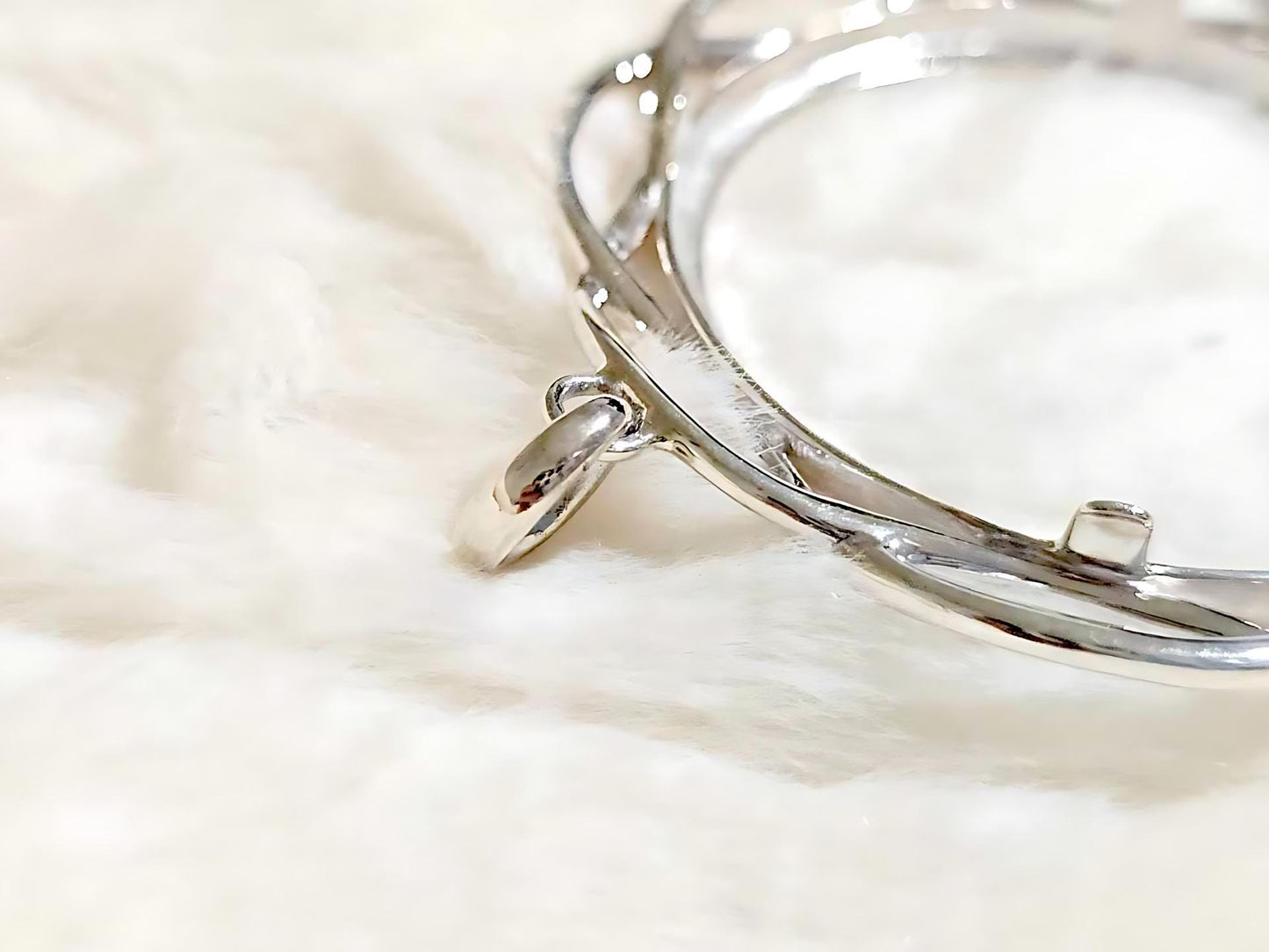 925 Sterling Silver Prong Back Braided Edge Bezel for 39mm Coins Mexican Cien Pesos