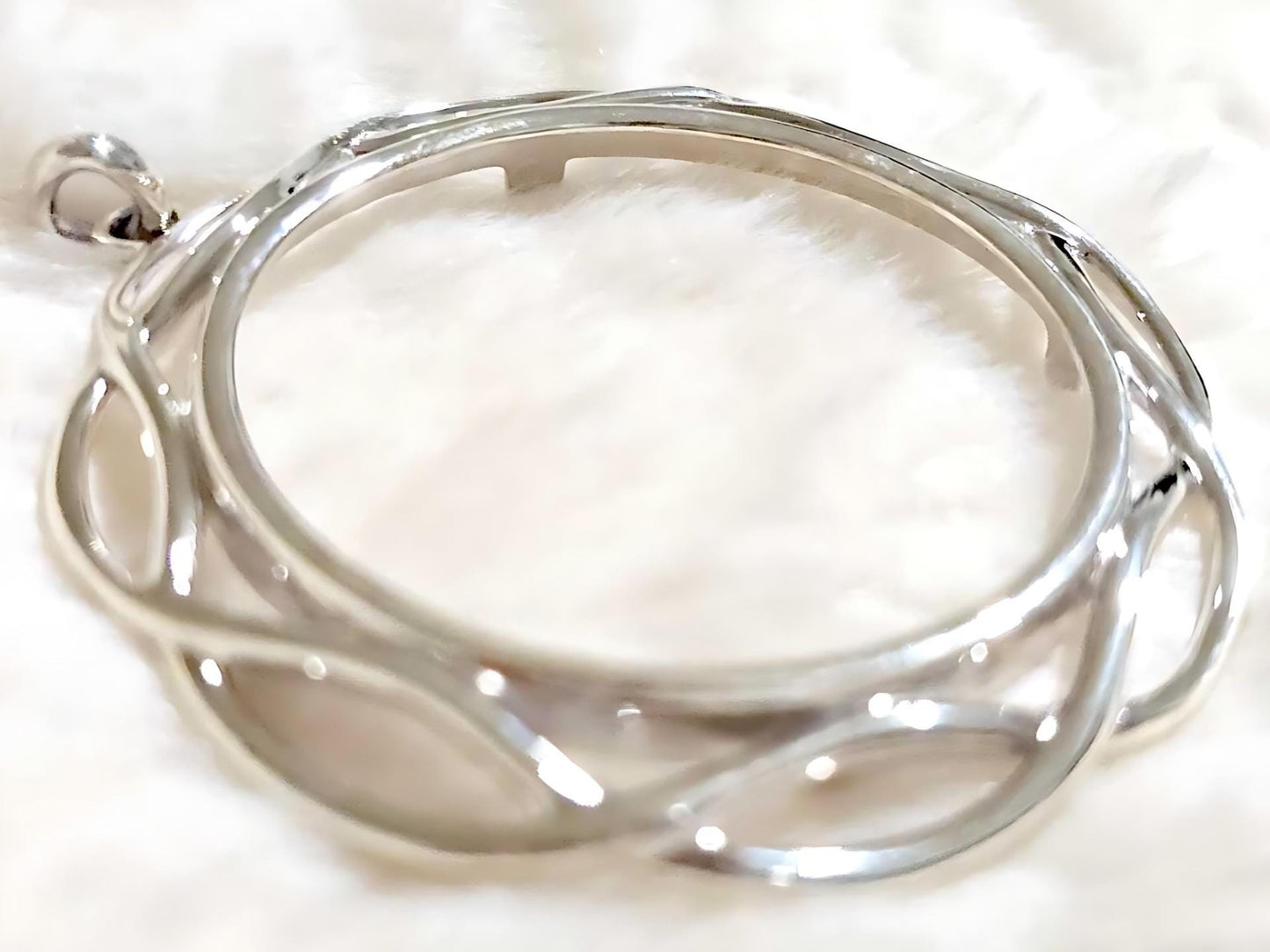 925 Sterling Silver Prong Back Braided Edge Bezel for 39mm Coins Mexican Cien Pesos