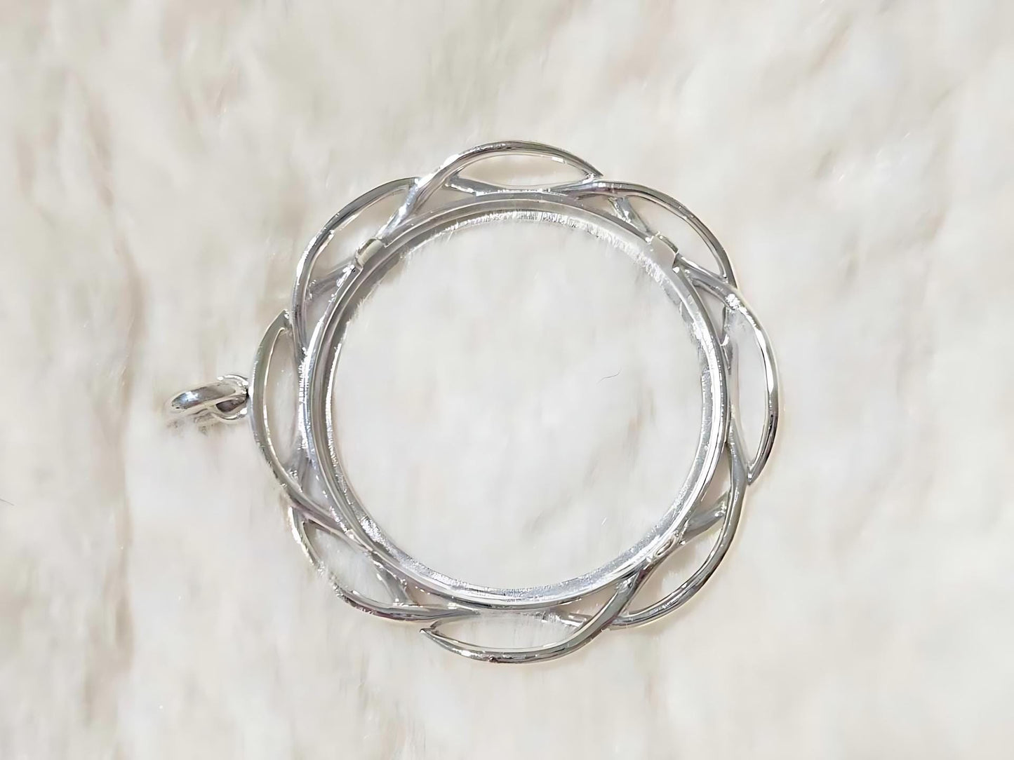 925 Sterling Silver Prong Back Braided Edge Bezel for 38mm 1 Dollar Coins
