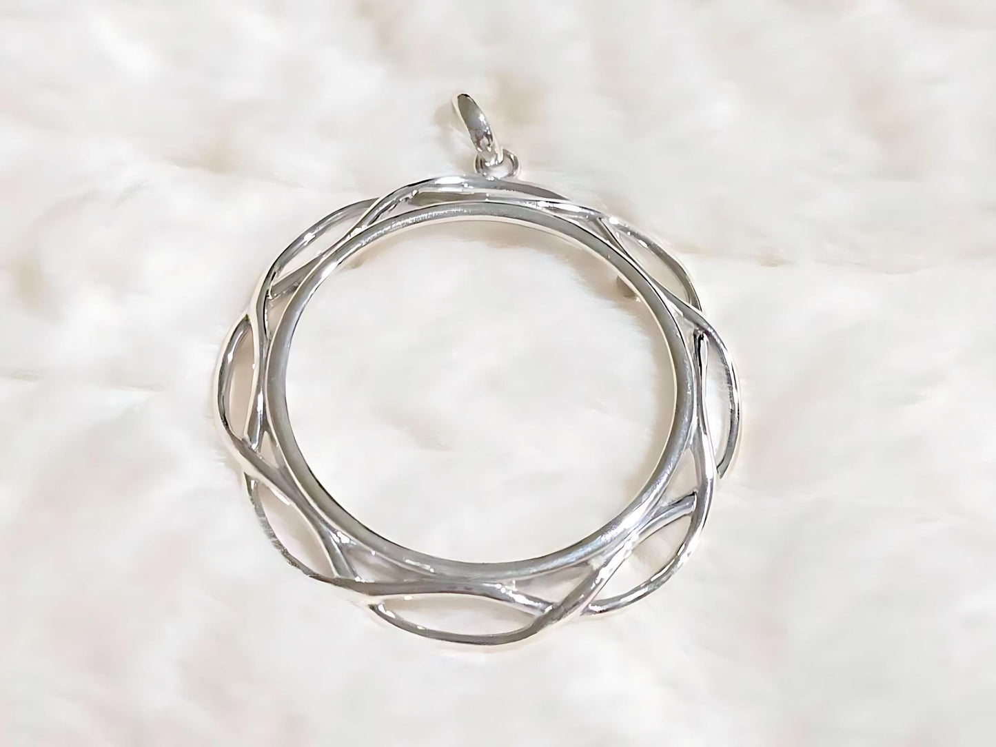 925 Sterling Silver Prong Back Braided Edge Bezel for 38mm 1 Dollar Coins