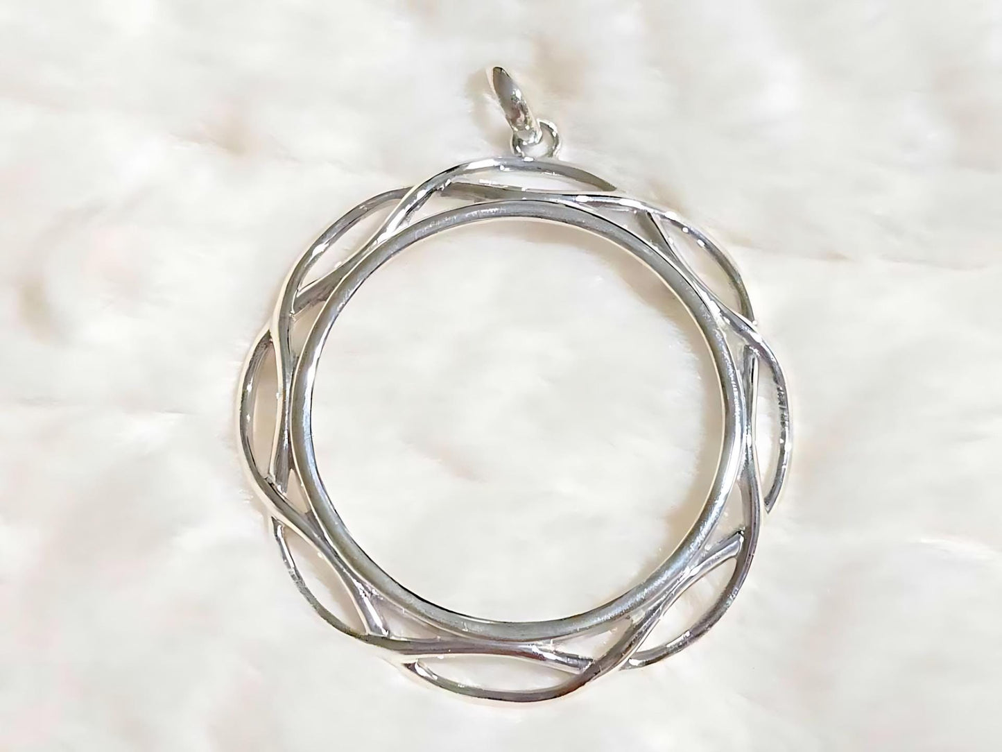 925 Sterling Silver Prong Back Braided Edge Bezel for 38mm 1 Dollar Coins