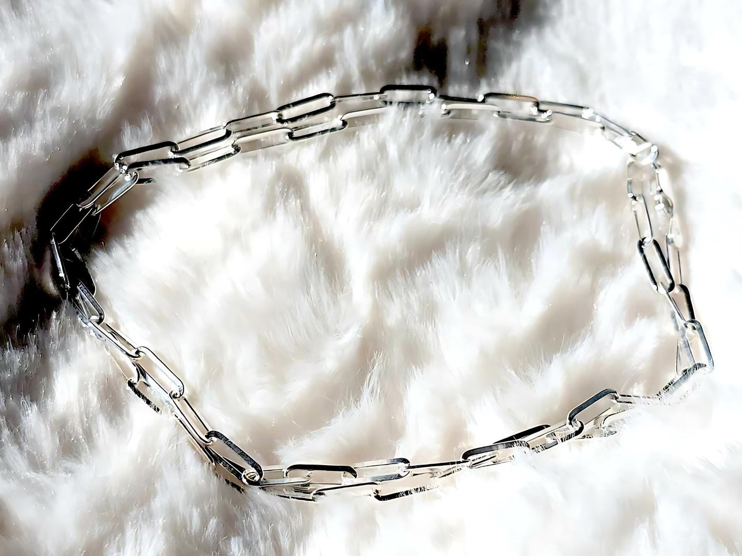 925 Sterling Silver Paperclip Chain Necklace Bracelet for Men Women 3mm 4mm