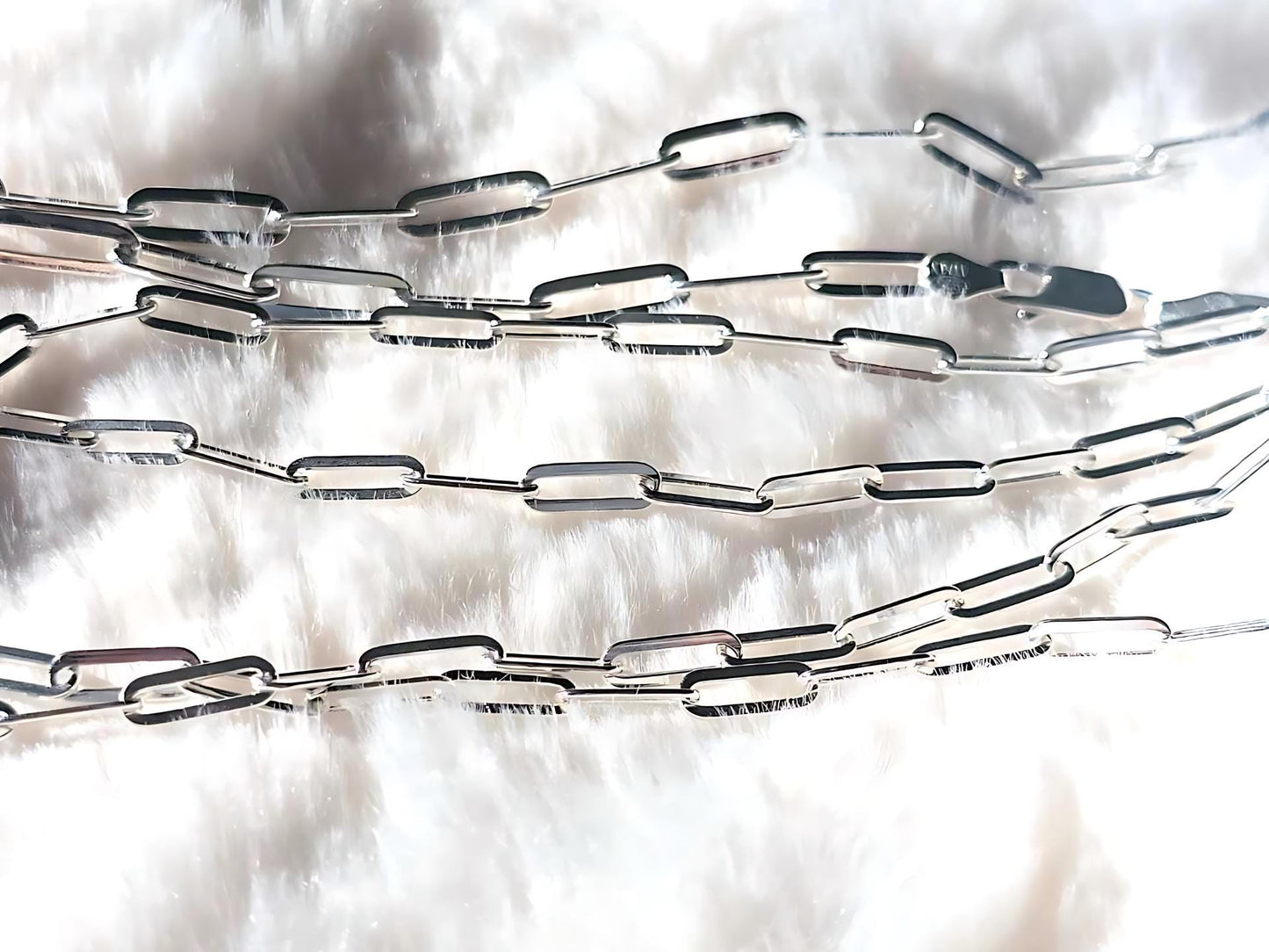 925 Sterling Silver Paperclip Chain Necklace Bracelet for Men Women 3mm 4mm