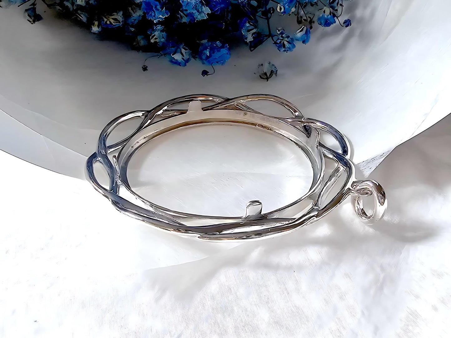 925 Sterling Silver Prong Back Braided Edge Bezel for 41mm 1 oz Coins