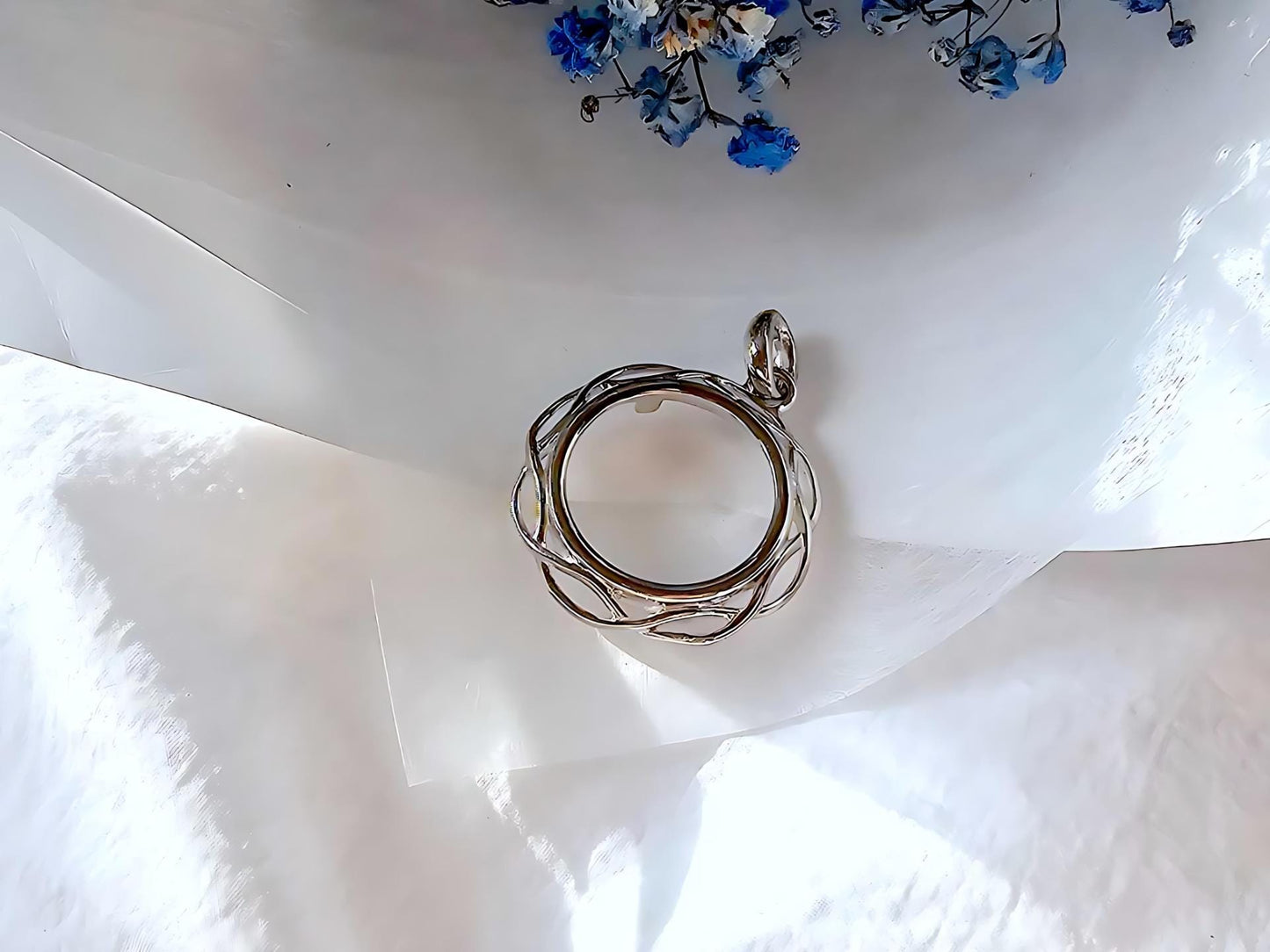 925 Sterling Silver Prong Back Braided Edge Bezel for 19mm Penny 1 Cent Coins