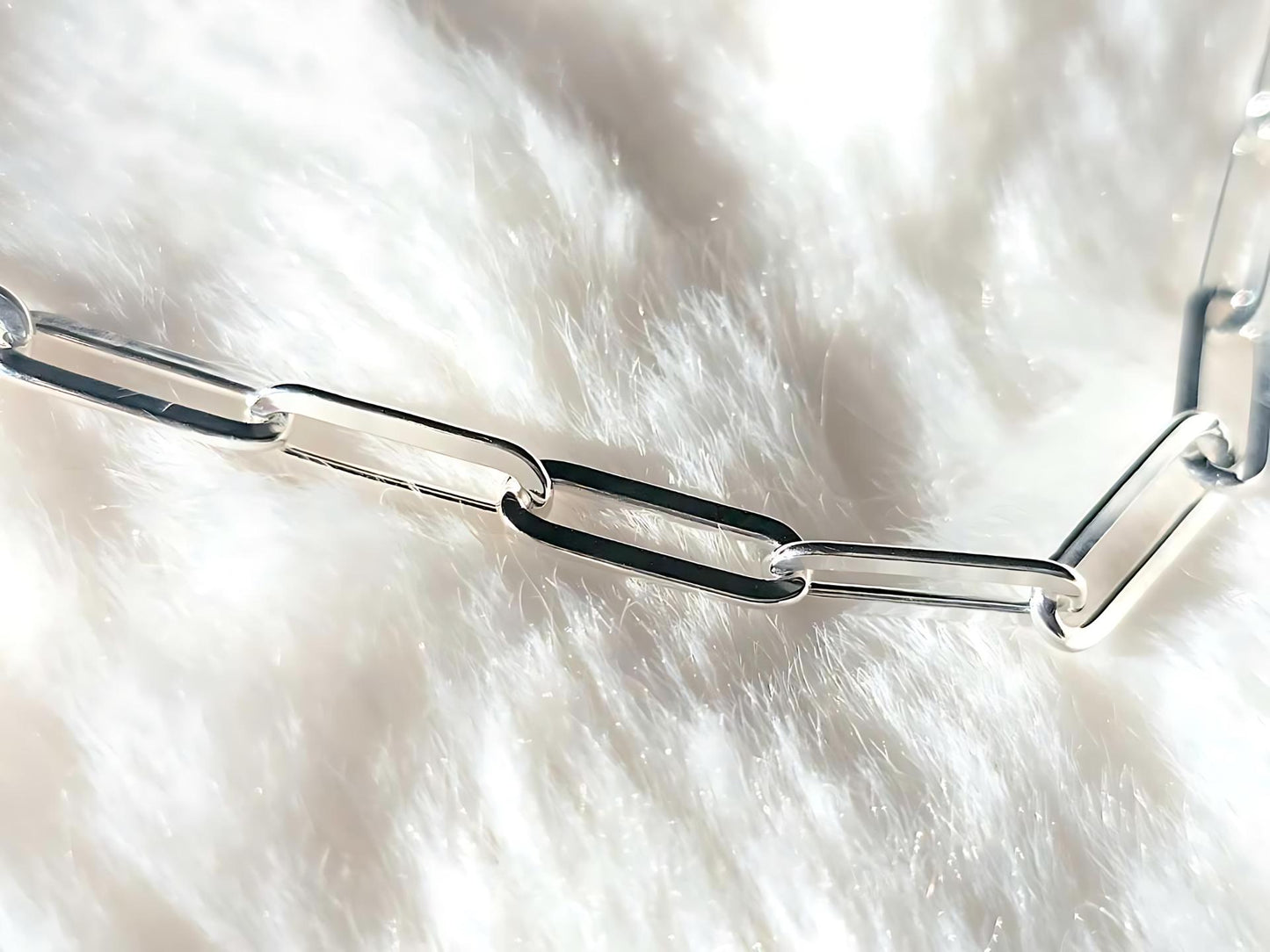 925 Sterling Silver Paperclip Chain Necklace Bracelet for Men Women 3mm 4mm